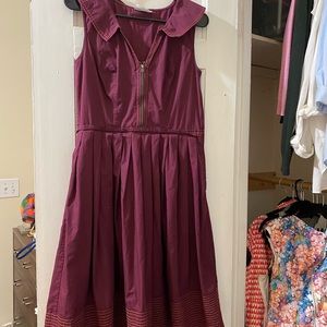 eShakti collared dress, maroon w/ orange stitching
